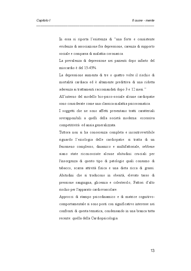 Anteprima della tesi: Psicologia e cardiologia: analisi di un caso, Pagina 6