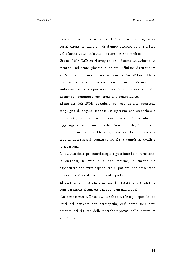 Anteprima della tesi: Psicologia e cardiologia: analisi di un caso, Pagina 7