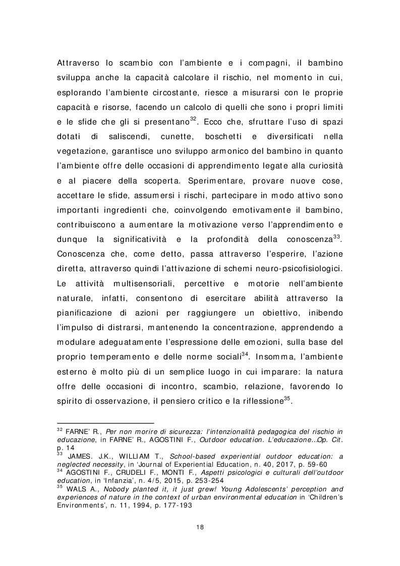 Estratto dalla tesi: Dai banchi ai campi. L’Outdoor Education come esperienza educativa e pratica didattica