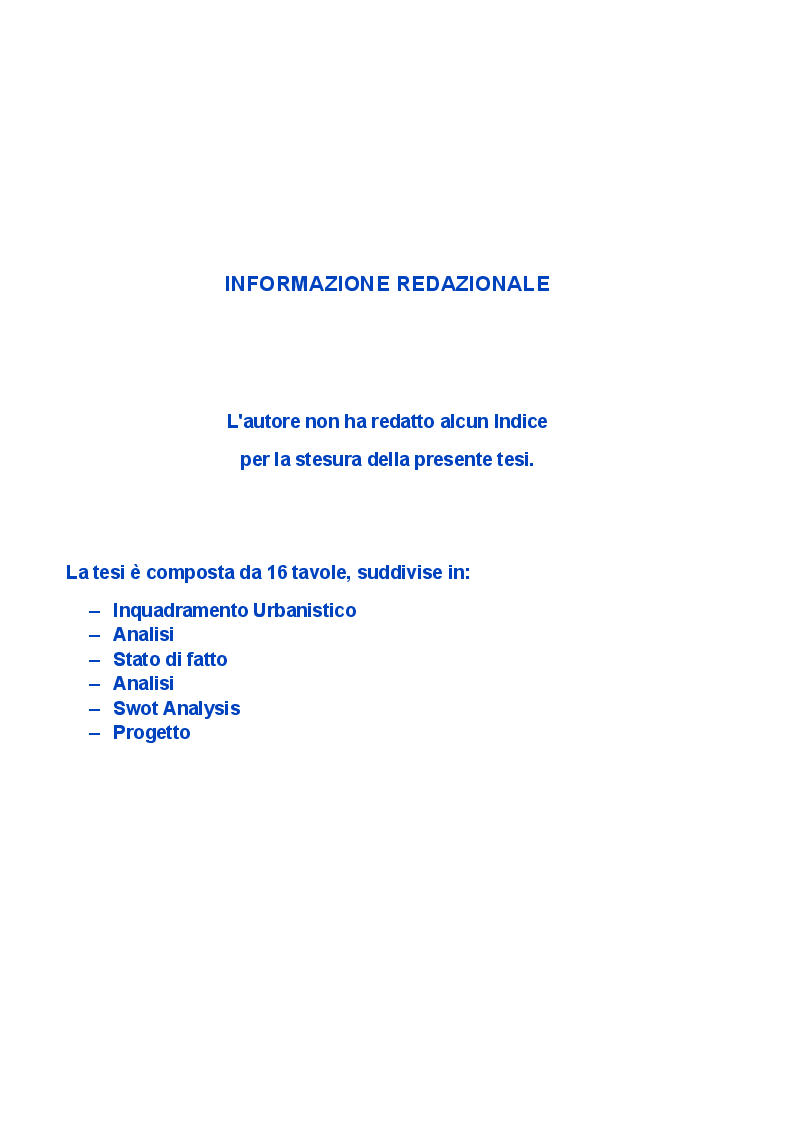 Indice della tesi: Riqualificazione tecnologica ambientale del complesso industriale della fabbrica di penicillina ex LEO in via Tiburtina a Roma, Pagina 1