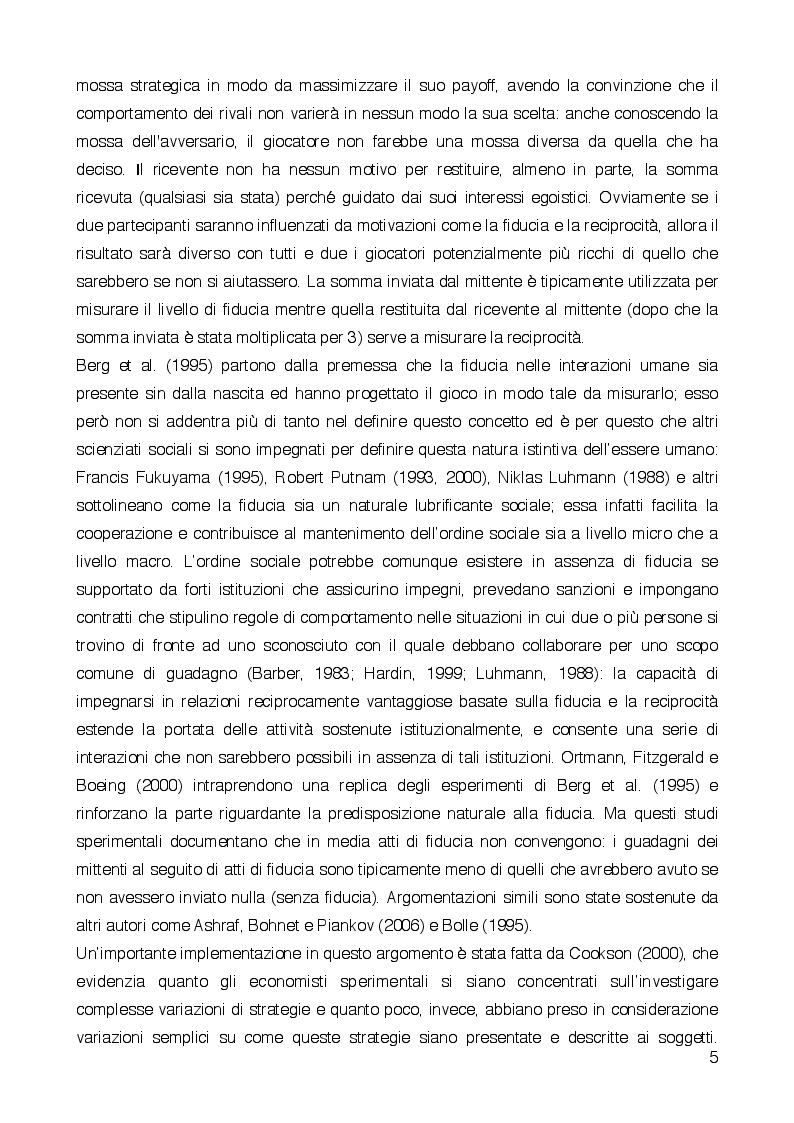 Anteprima della tesi: What’s in a frame? Goal framing, trust and reciprocity, Pagina 4