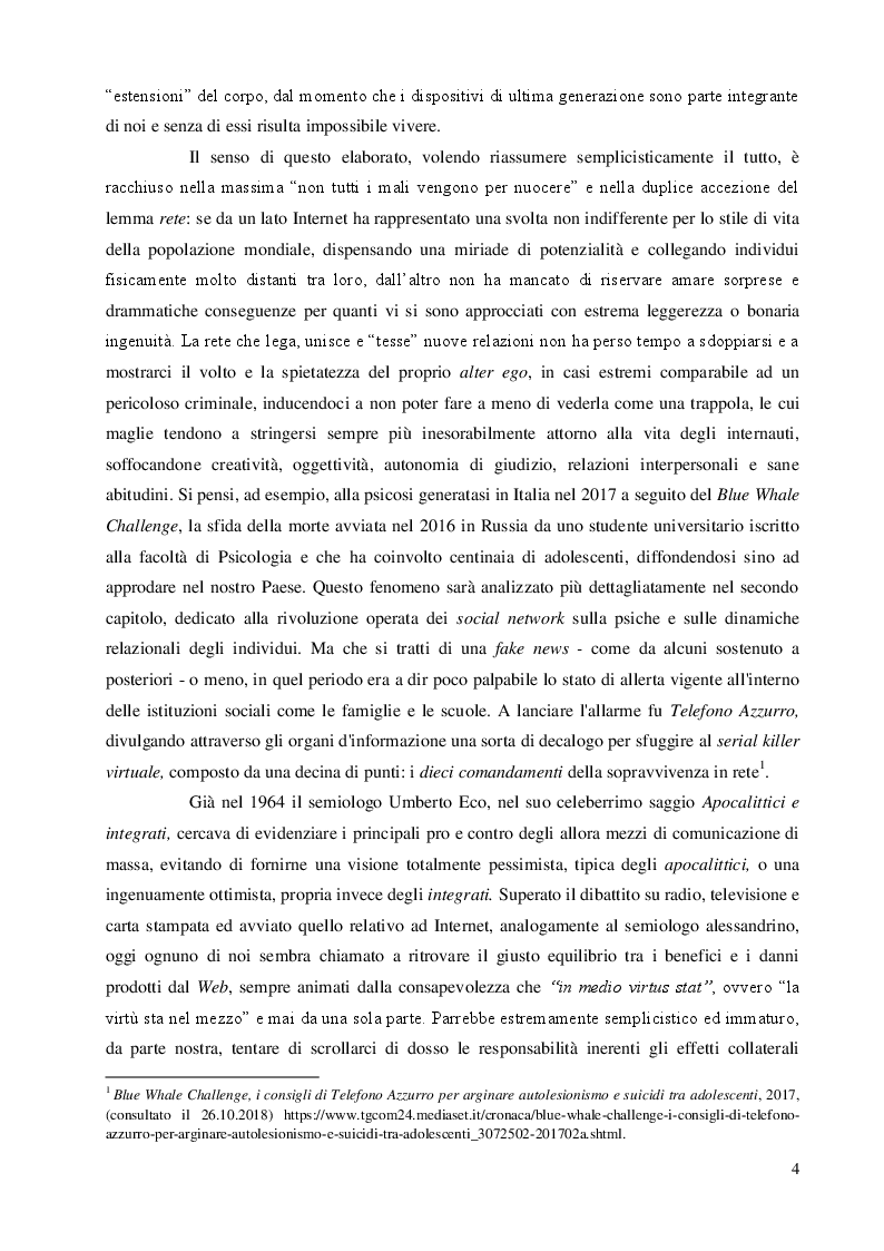 Anteprima della tesi: Una questione etica: la rete tra potenzialità virtuali e pericoli reali, Pagina 3