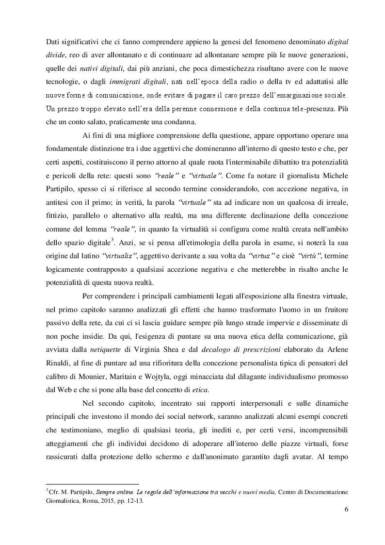 Anteprima della tesi: Una questione etica: la rete tra potenzialità virtuali e pericoli reali, Pagina 5
