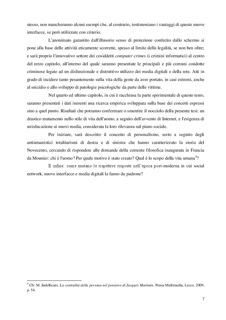 Anteprima della tesi: Una questione etica: la rete tra potenzialità virtuali e pericoli reali, Pagina 6