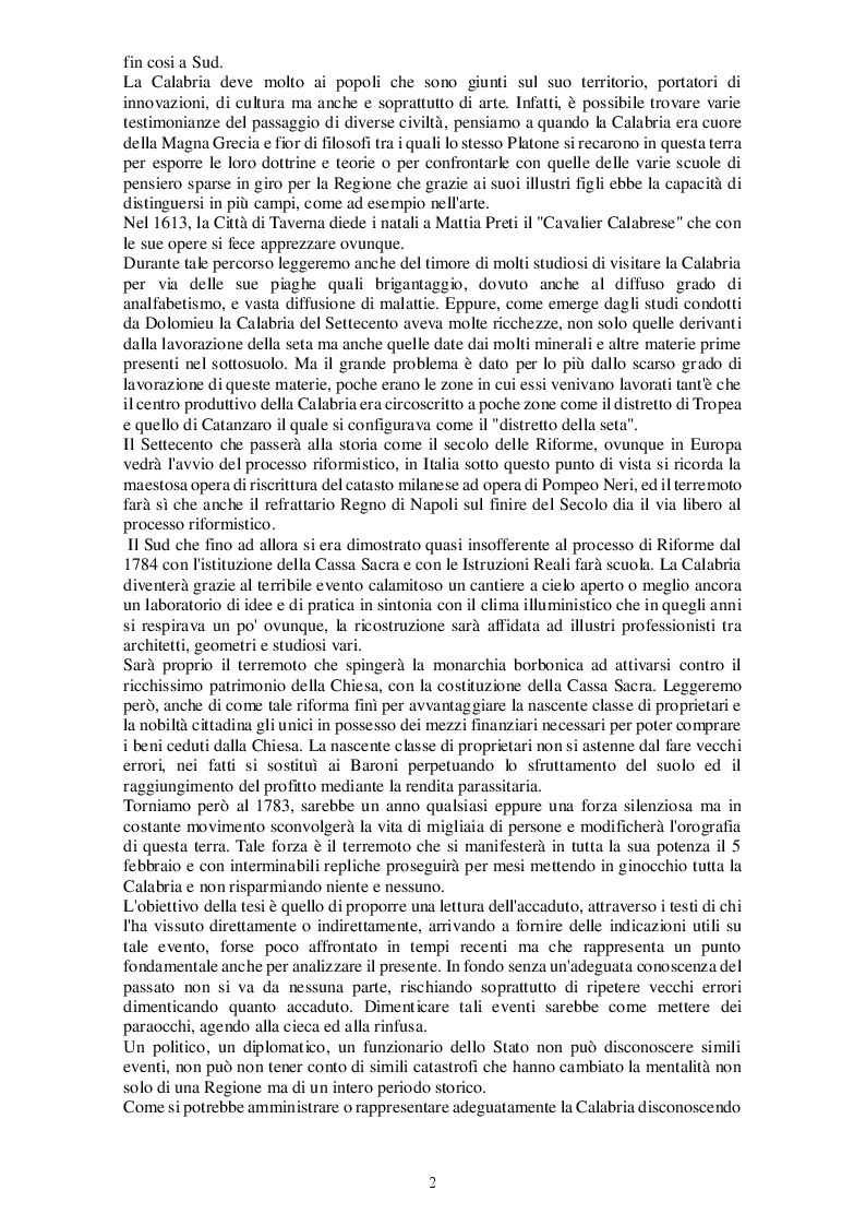 Anteprima della tesi: Il terremoto in Calabria del 1783. Dalla Catastrofe alla ricostruzione, Pagina 3