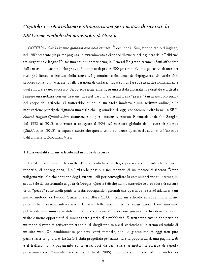 Anteprima della tesi: Il cambiamento come consuetudine: analisi dell'impatto della SEO e del monopolio di Google sul giornalismo digitale italiano, Pagina 4
