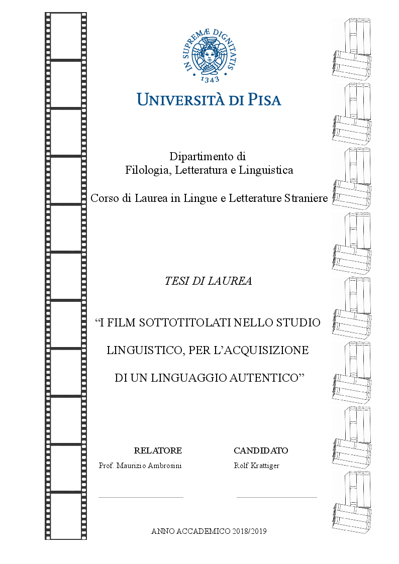 Anteprima della tesi: I film sottotitolati nello studio linguistico, per l'acquisizione di un linguaggio autentico, Pagina 1