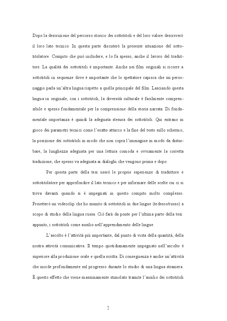 Anteprima della tesi: I film sottotitolati nello studio linguistico, per l'acquisizione di un linguaggio autentico, Pagina 3