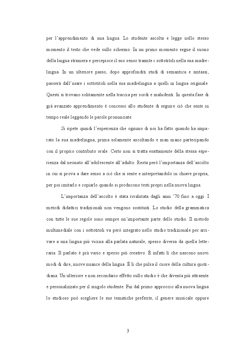 Anteprima della tesi: I film sottotitolati nello studio linguistico, per l'acquisizione di un linguaggio autentico, Pagina 4