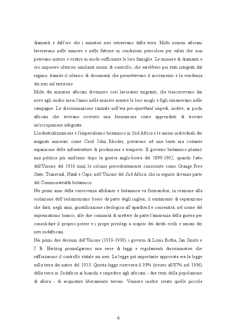 Anteprima della tesi: Il Sudafrica dall'apartheid alla costruzione dello Stato democratico, Pagina 4