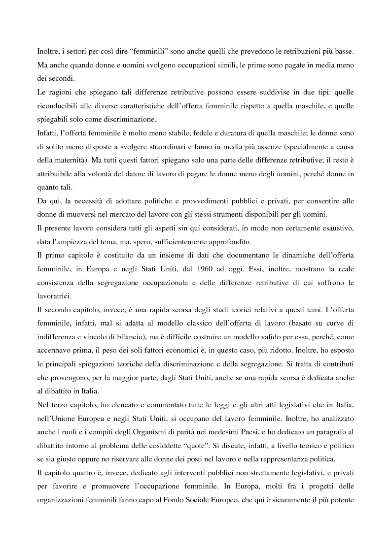 Anteprima della tesi: L'evoluzione del lavoro femminile e il ruolo delle iniziative di pari opportunità, Pagina 2