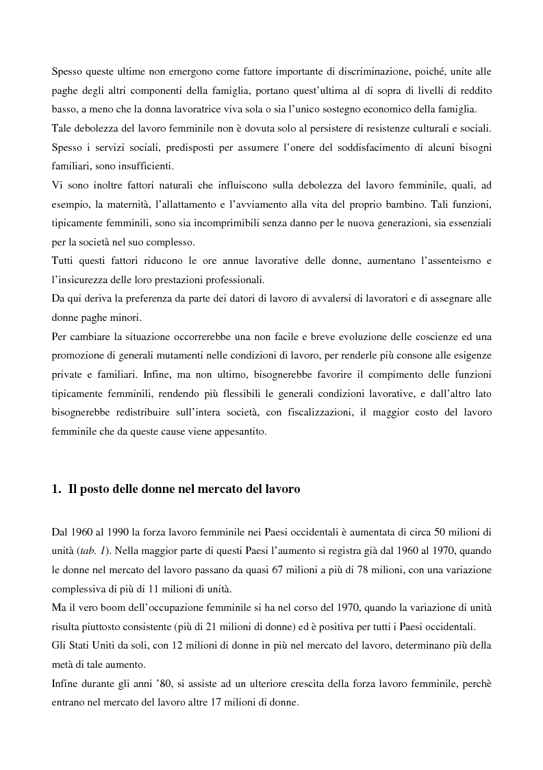 Anteprima della tesi: L'evoluzione del lavoro femminile e il ruolo delle iniziative di pari opportunità, Pagina 5