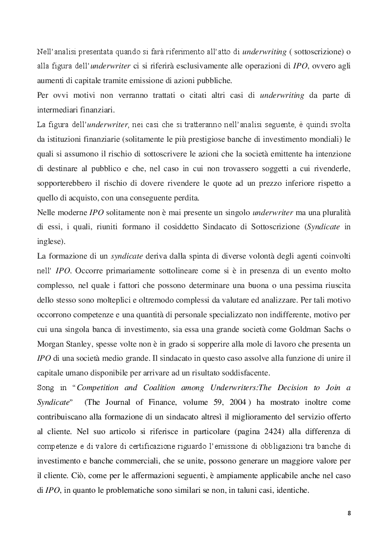 Estratto dalla tesi: Il ruolo degli underwriters nelle IPO: Il caso Spotify
