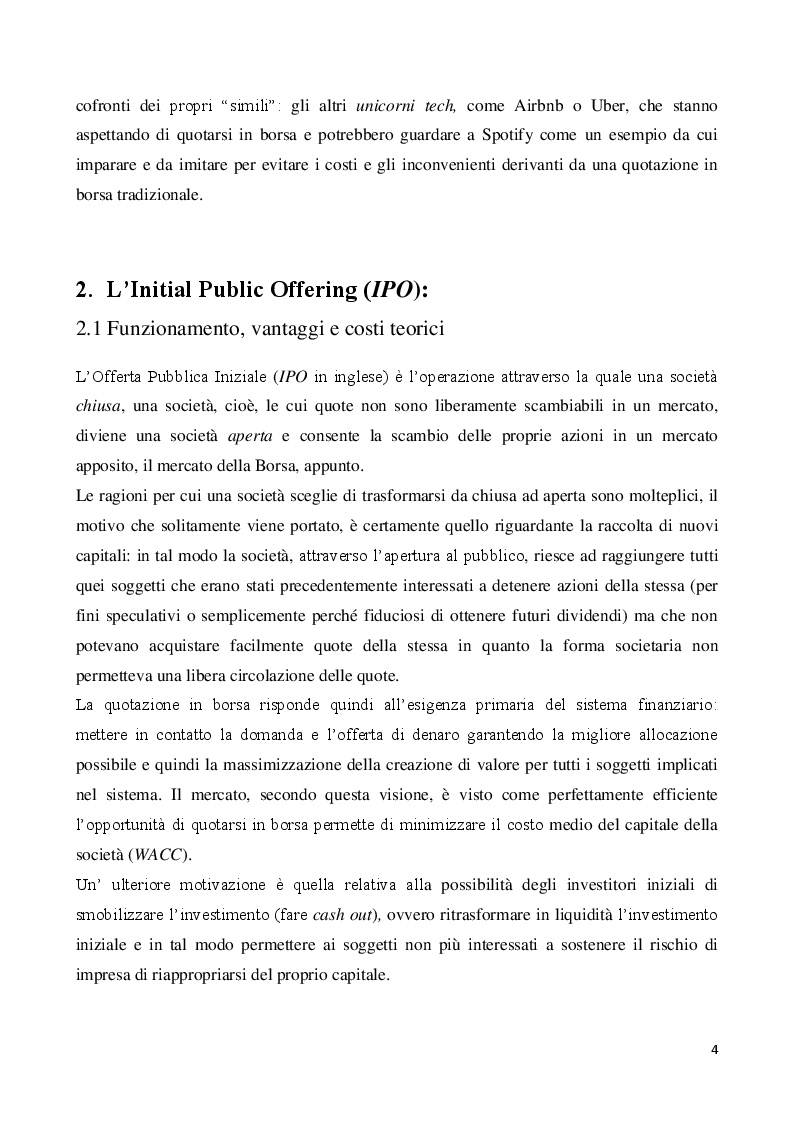 Anteprima della tesi: Il ruolo degli underwriters nelle IPO: Il caso Spotify, Pagina 3