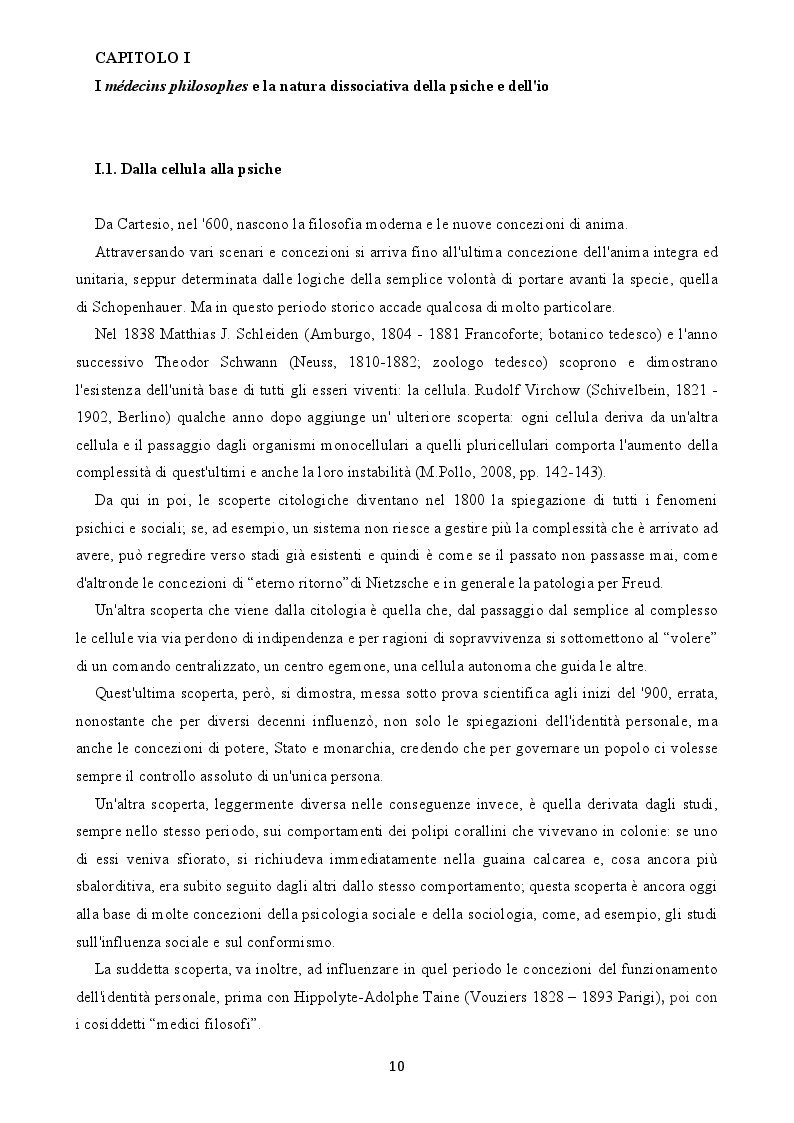Estratto dalla tesi: L’arcipelago delle coscienze. Dissociazione in psicologia filosofica