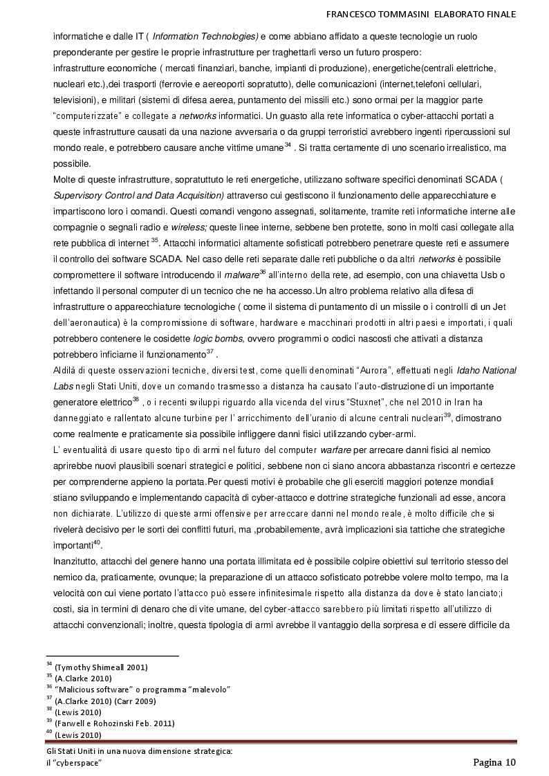 Estratto dalla tesi: Gli Stati Uniti in una nuova dimensione strategica: il ''cyber-space''
