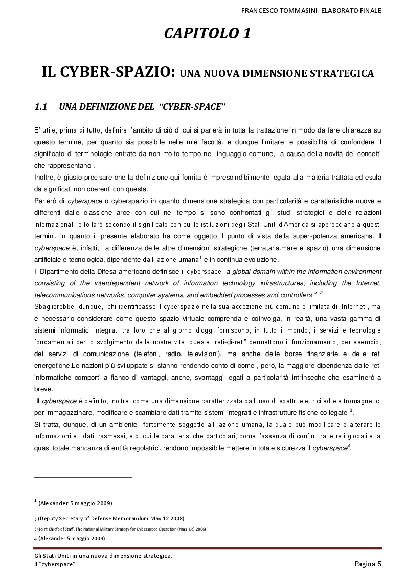 Anteprima della tesi: Gli Stati Uniti in una nuova dimensione strategica: il ''cyber-space'', Pagina 3