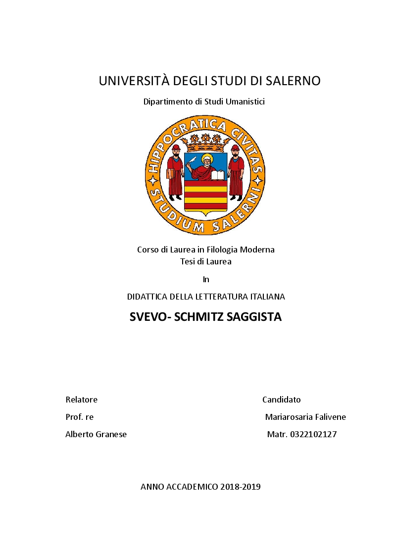 Anteprima della tesi: Svevo-Schimtz Saggista, Pagina 1