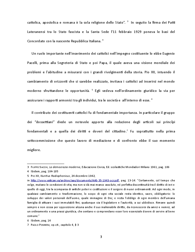 Anteprima della tesi: Presenza e contributo dei cattolici alla nascita della Costituzione italiana, Pagina 4