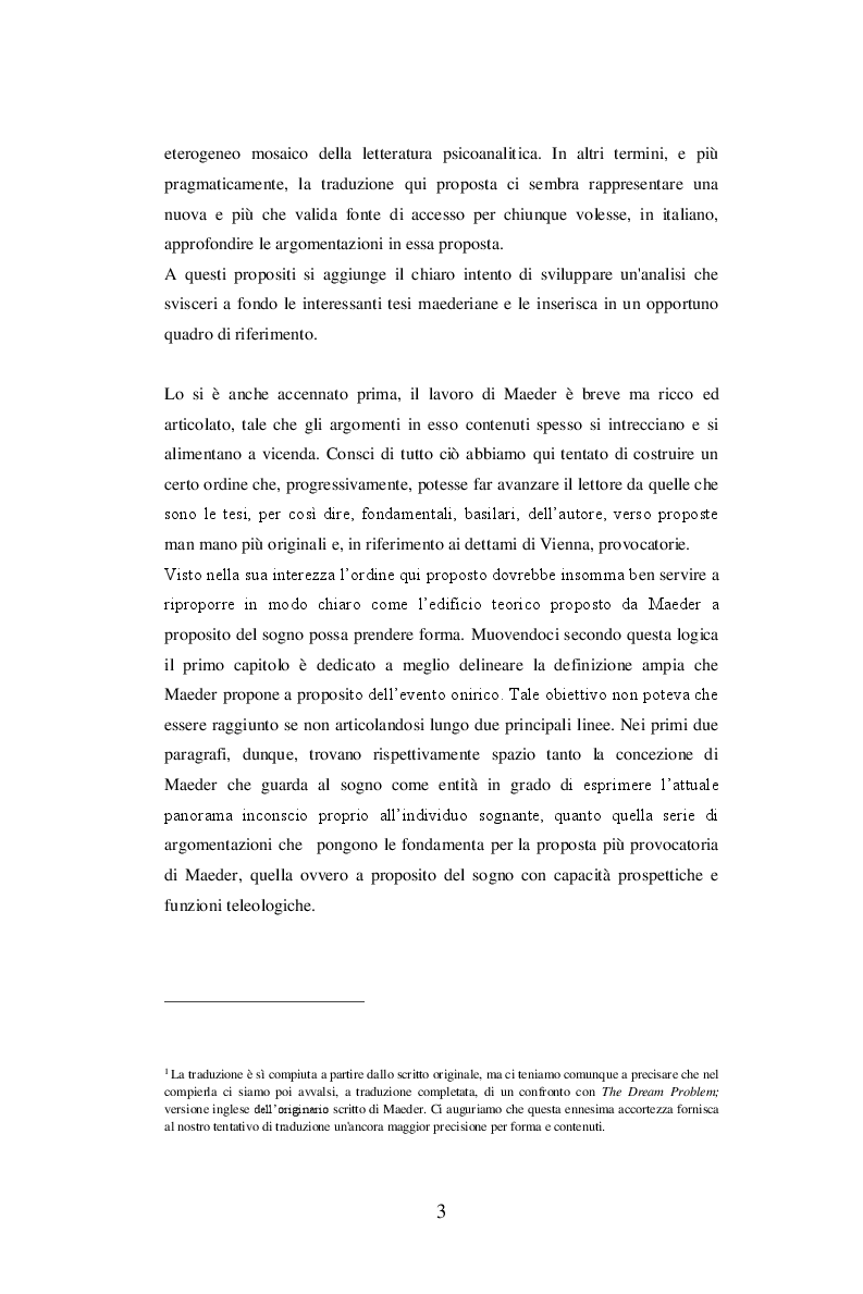 Anteprima della tesi: Sul problema del sogno di Alphonse E. Maeder una proposta sulla funzione psichica dell’onirico., Pagina 3