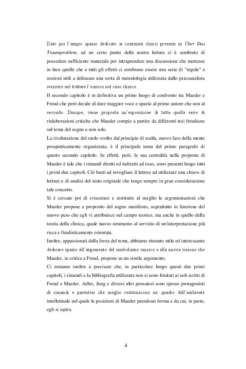 Anteprima della tesi: Sul problema del sogno di Alphonse E. Maeder una proposta sulla funzione psichica dell’onirico., Pagina 4
