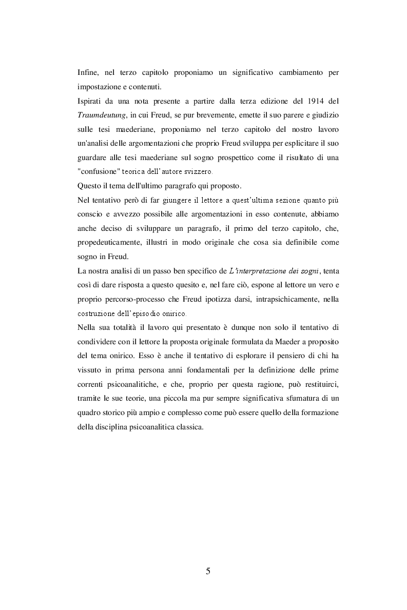 Anteprima della tesi: Sul problema del sogno di Alphonse E. Maeder una proposta sulla funzione psichica dell’onirico., Pagina 5