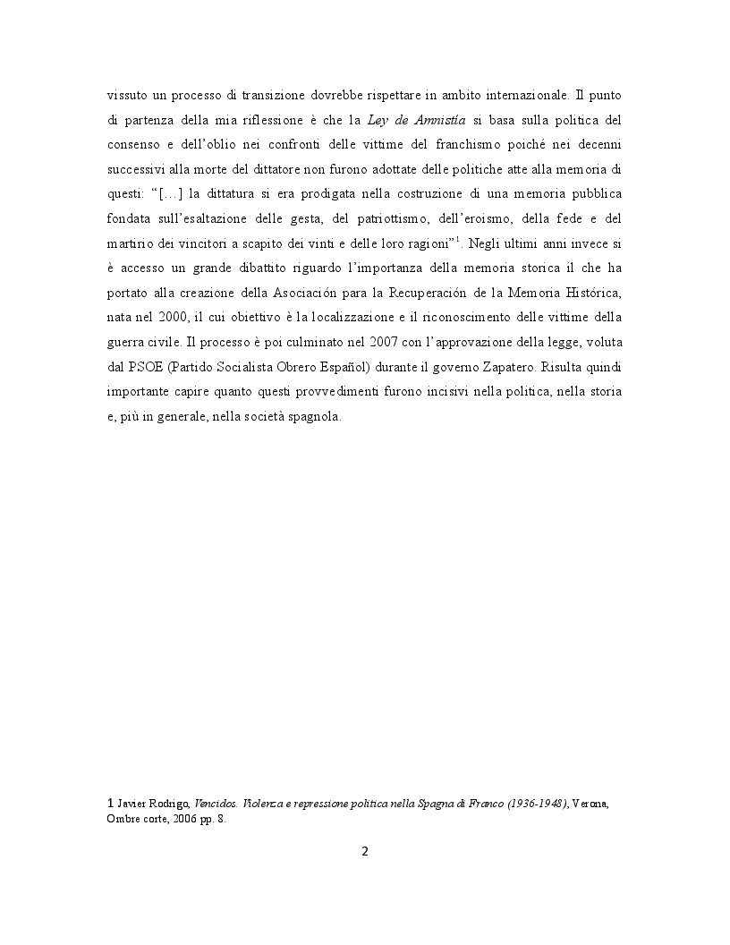 Anteprima della tesi: La giustizia di transizione: amnistia e memoria storica nella Spagna contemporanea, Pagina 3
