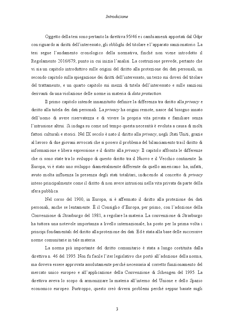 Anteprima della tesi: Il Regolamento UE 2016/679 e il bilanciamento tra diritti degli interessati e obblighi dei titolari del trattamento, Pagina 4