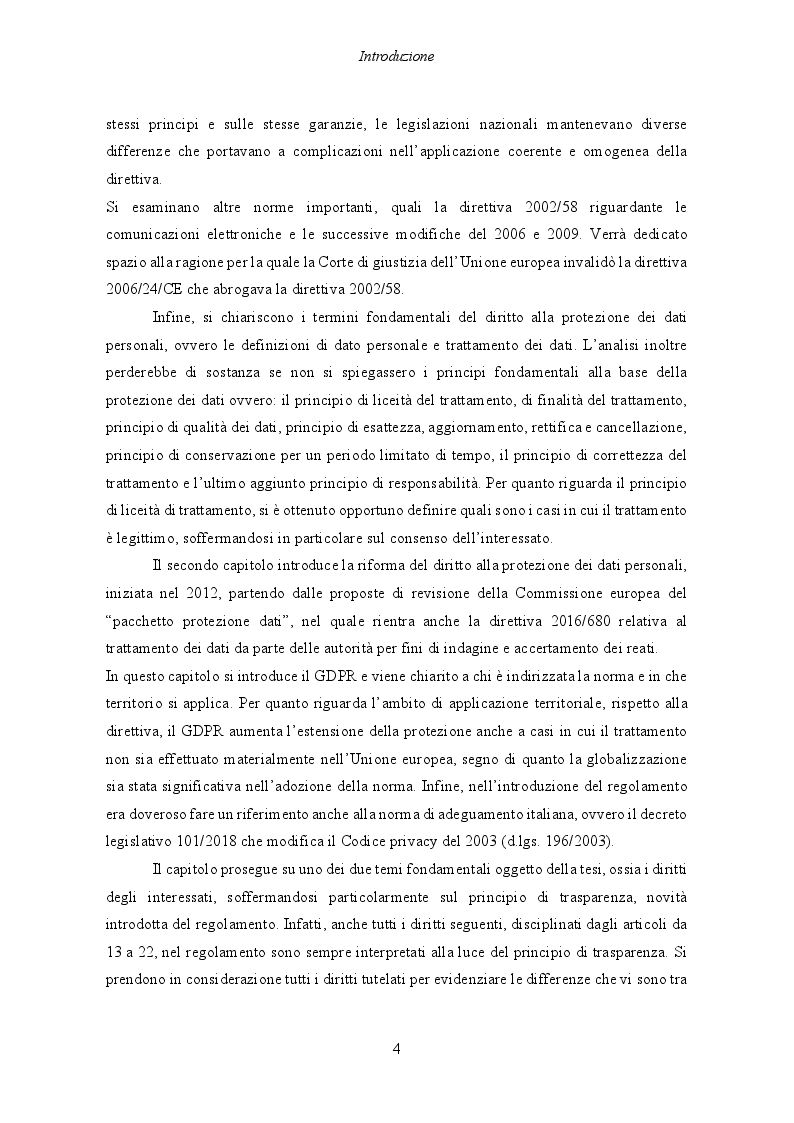 Anteprima della tesi: Il Regolamento UE 2016/679 e il bilanciamento tra diritti degli interessati e obblighi dei titolari del trattamento, Pagina 5