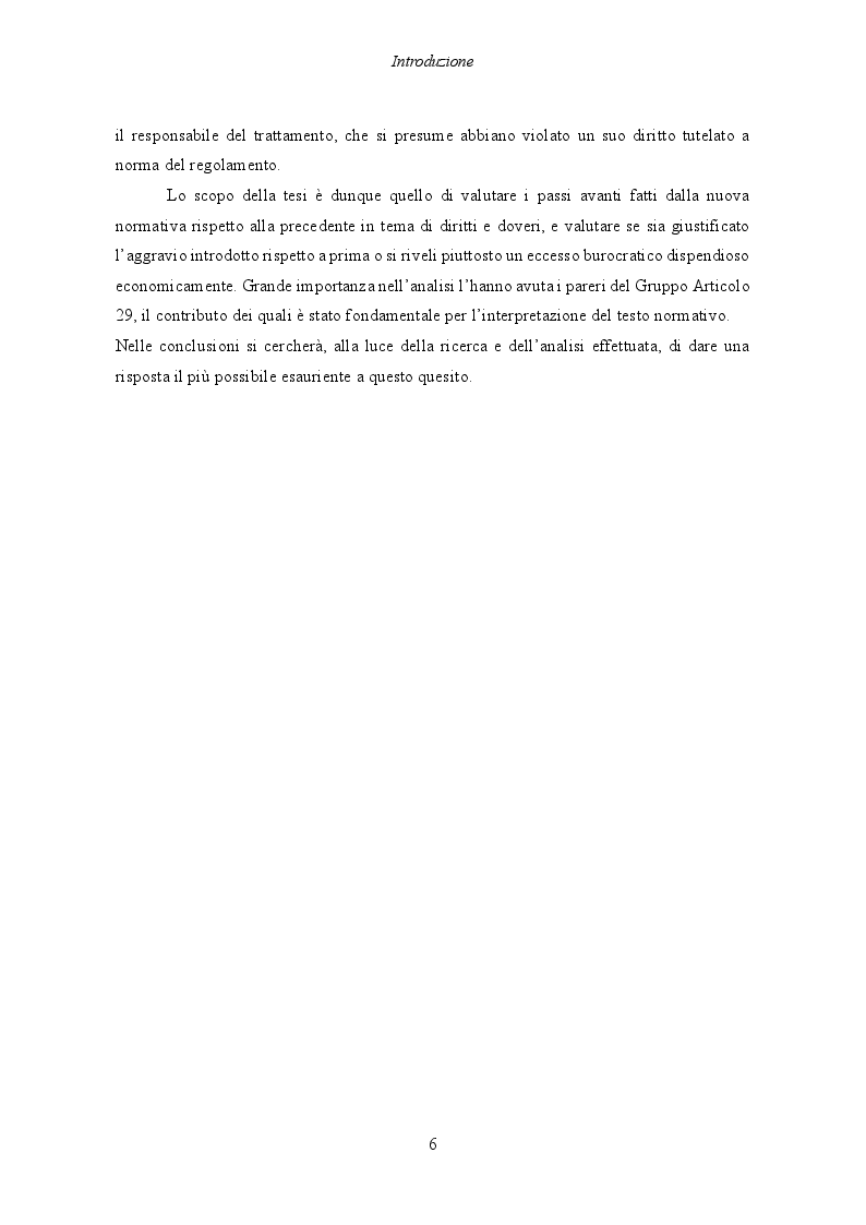 Anteprima della tesi: Il Regolamento UE 2016/679 e il bilanciamento tra diritti degli interessati e obblighi dei titolari del trattamento, Pagina 7