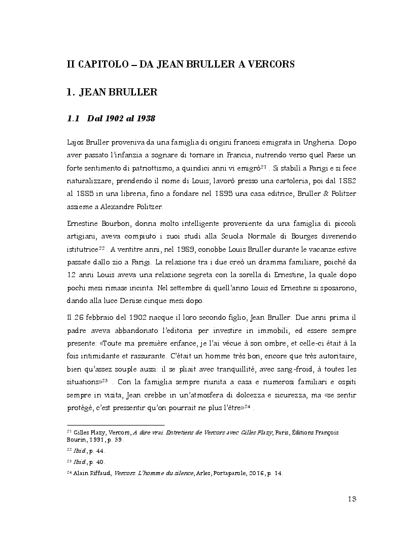 Estratto dalla tesi: Racconti di vita di un artista clandestino: la disfatta della Francia attraverso la penna di Jean Bruller