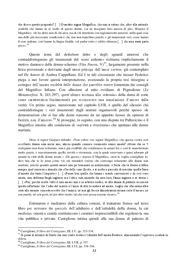 Anteprima della tesi: Intorno al terzo libro del Cortegiano: un discorso sulla donna detto al maschile, Pagina 3