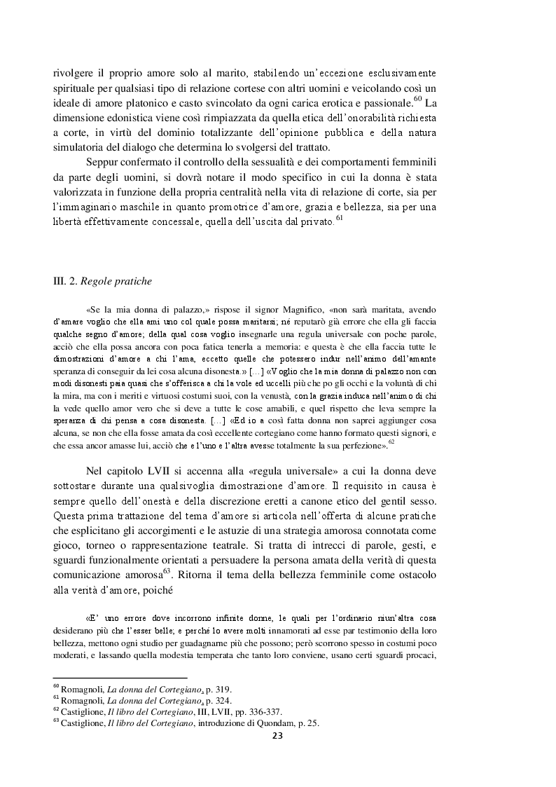 Anteprima della tesi: Intorno al terzo libro del Cortegiano: un discorso sulla donna detto al maschile, Pagina 4