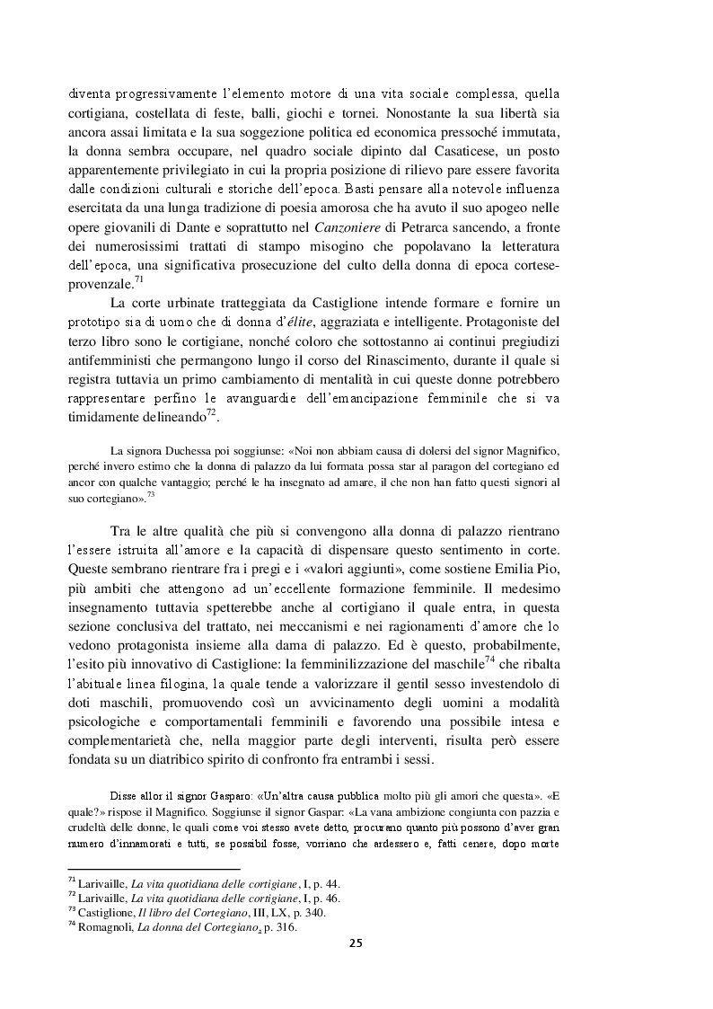 Anteprima della tesi: Intorno al terzo libro del Cortegiano: un discorso sulla donna detto al maschile, Pagina 6