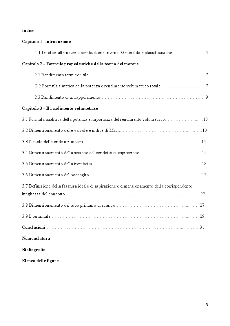 Indice della tesi: Rendimento volumetrico nei motori alternativi a combustione interna ad alta potenza specifica, Pagina 1