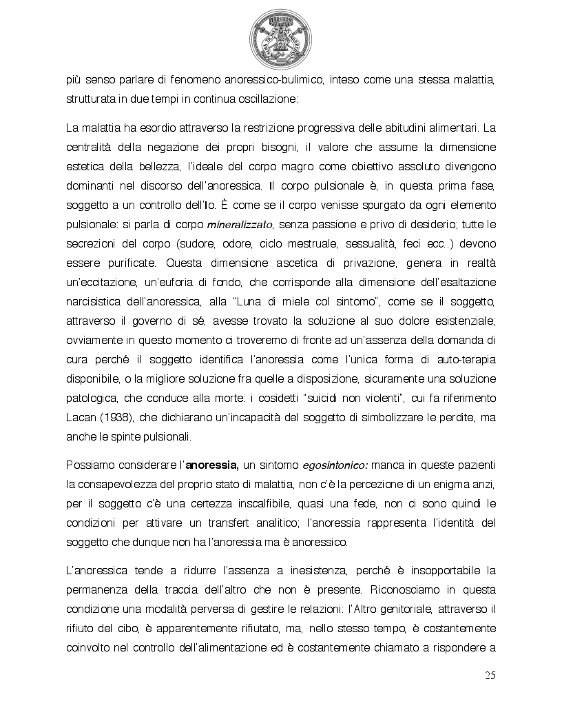 Estratto dalla tesi: Psicologia del comportamento alimentare. Il ruolo dello psicologo nel trattamento delle problematiche alimentari