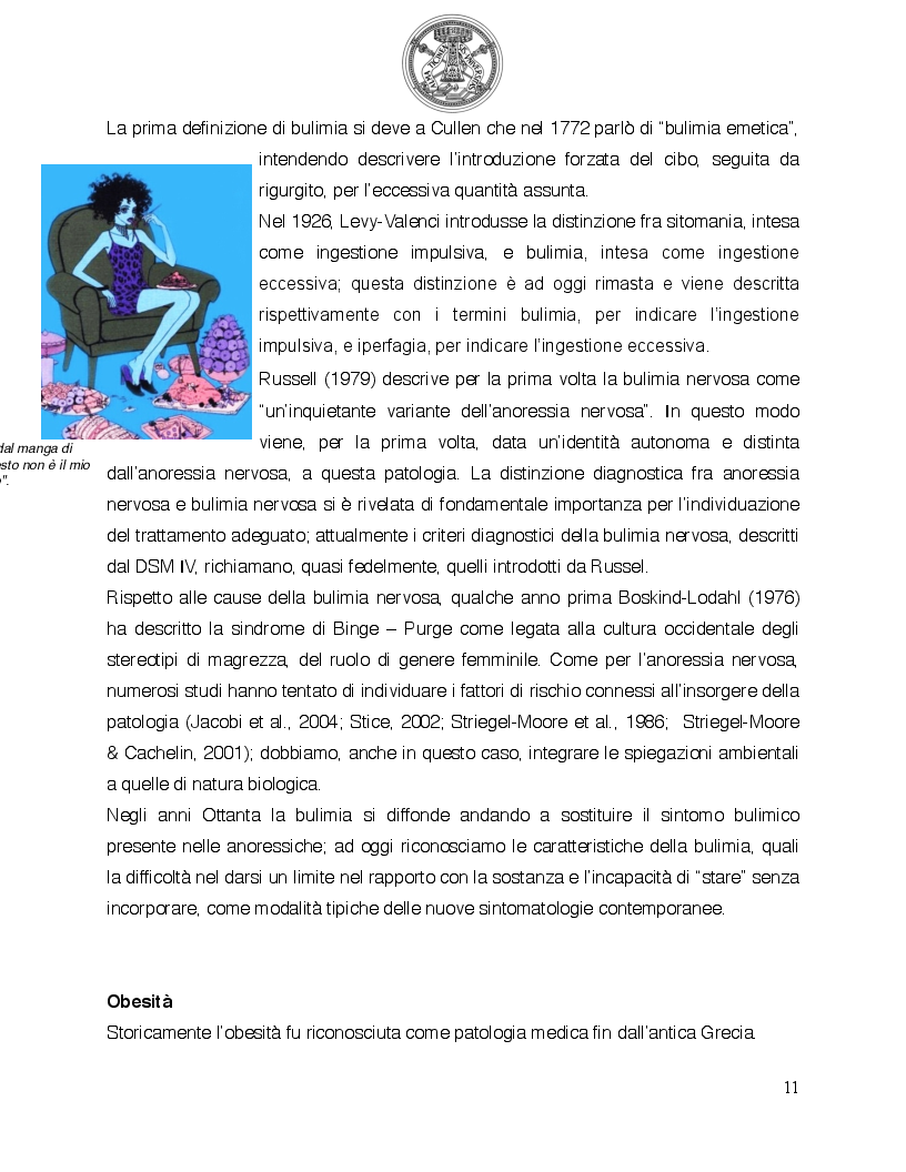 Anteprima della tesi: Psicologia del comportamento alimentare. Il ruolo dello psicologo nel trattamento delle problematiche alimentari, Pagina 6