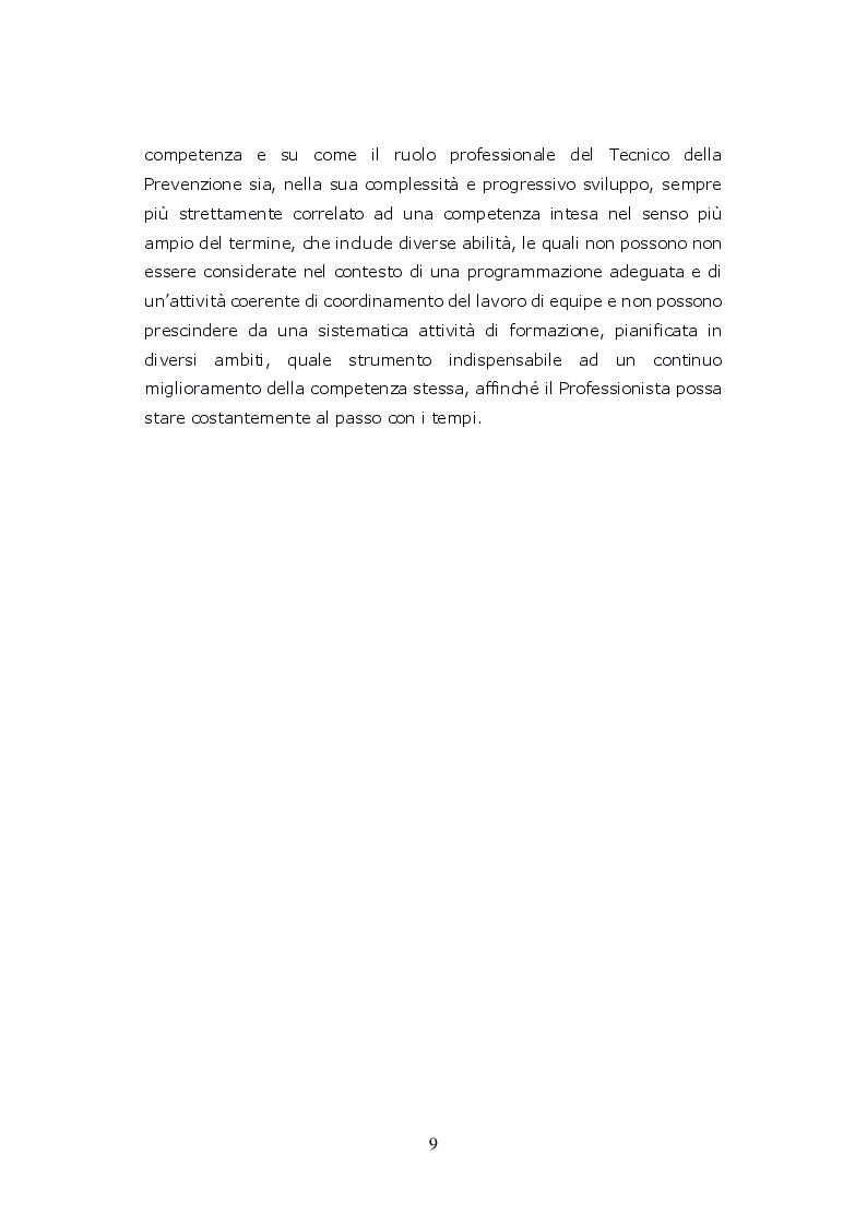 Anteprima della tesi: Funzioni del Coordinatore Tecnico della Prevenzione nell'Ambiente e nei Luoghi di Lavoro, nell'ambito dell'attività di controllo ufficiale degli alimenti di competenza del SIAN, Servizio di Igiene degli Alimenti e della Nutrizione, Pagina 8