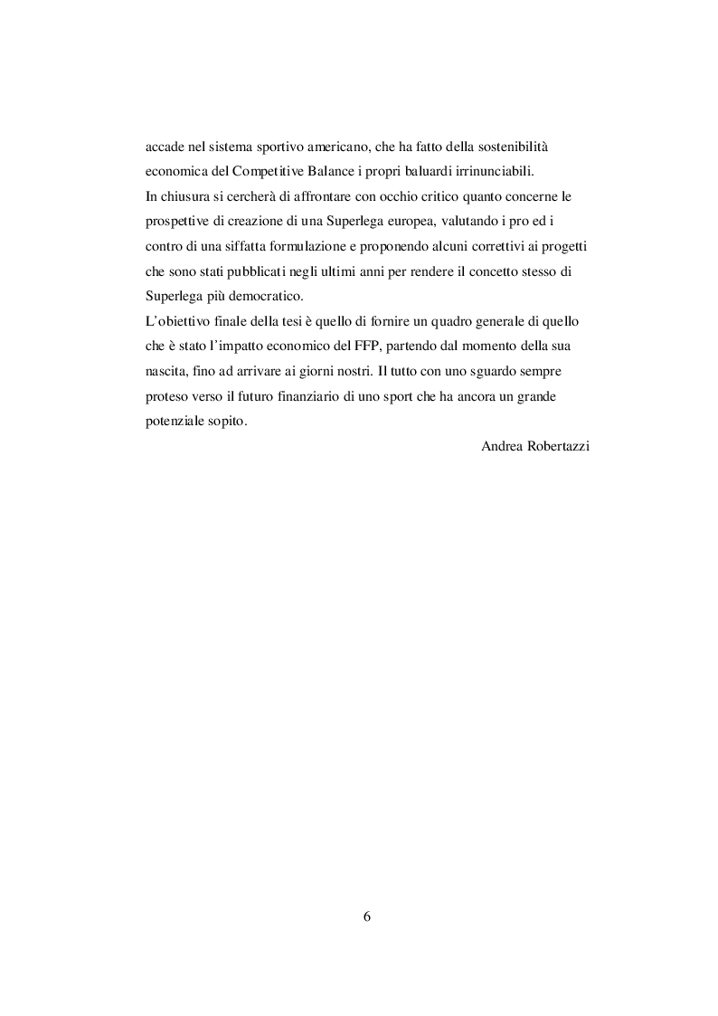 Anteprima della tesi: Nascita ed evoluzione del Financial Fair Play: dalle criticità economiche ai possibili modelli alternativi, Pagina 3