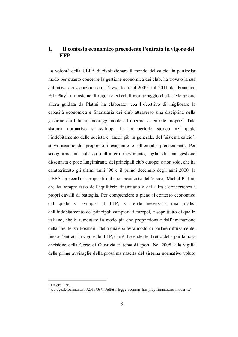 Anteprima della tesi: Nascita ed evoluzione del Financial Fair Play: dalle criticità economiche ai possibili modelli alternativi, Pagina 5