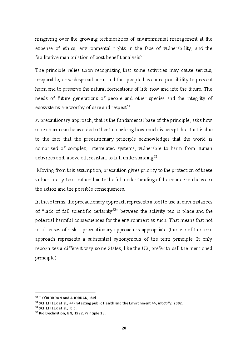 Estratto dalla tesi: The development of the Precautionary Principle in International Customary Law