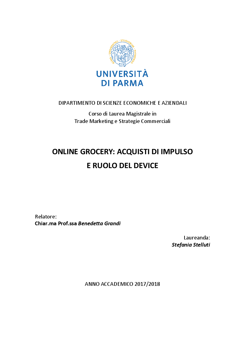Anteprima della tesi: Online Grocery: acquisti di impulso e ruolo del device, Pagina 1