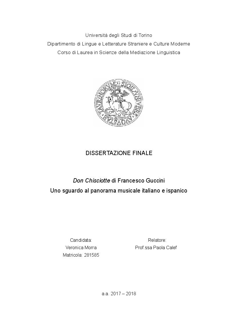 Anteprima della tesi: Don Chisciotte di Francesco Guccini - Uno sguardo al panorama musicale italiano e ispanico, Pagina 1