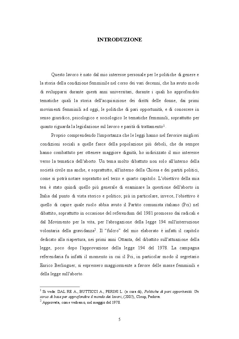 Anteprima della tesi: Il PCI e il dibattito sull'aborto: protagonista o attore comprimario? 1979-1981, Pagina 2