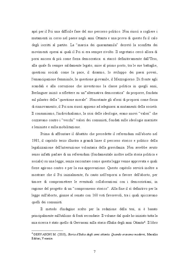 Anteprima della tesi: Il PCI e il dibattito sull'aborto: protagonista o attore comprimario? 1979-1981, Pagina 4