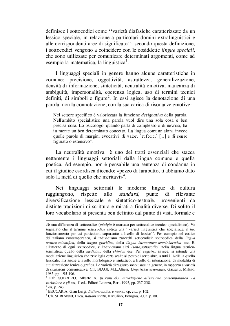 Estratto dalla tesi: Il linguaggio giuridico: analisi linguistica e difficoltà traduttive. Studio applicato alle sentenze della Corte dei Conti (2009 - 2013)