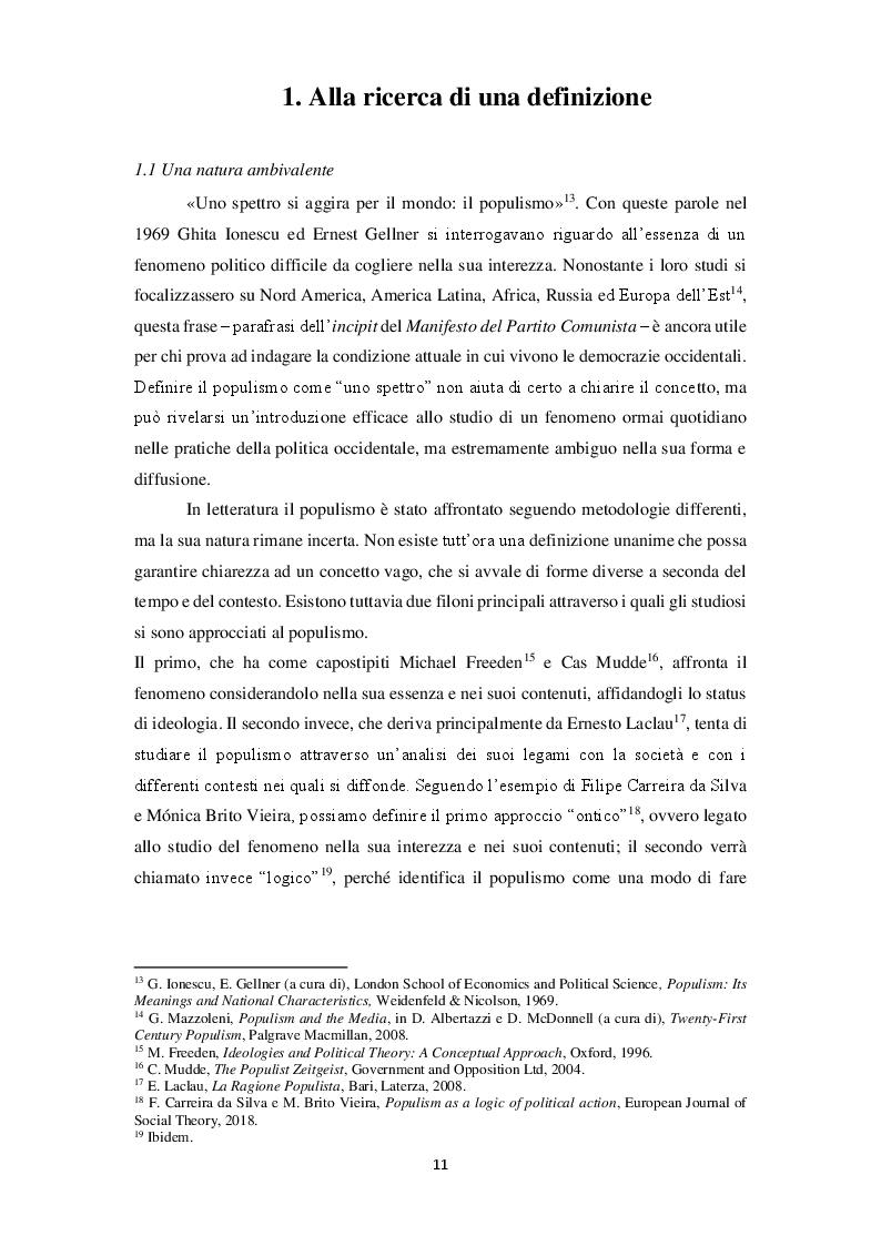 Anteprima della tesi: La narrazione populista su Twitter. Analisi della comunicazione dei leader italiani durante la campagna per le politiche 2018, Pagina 8
