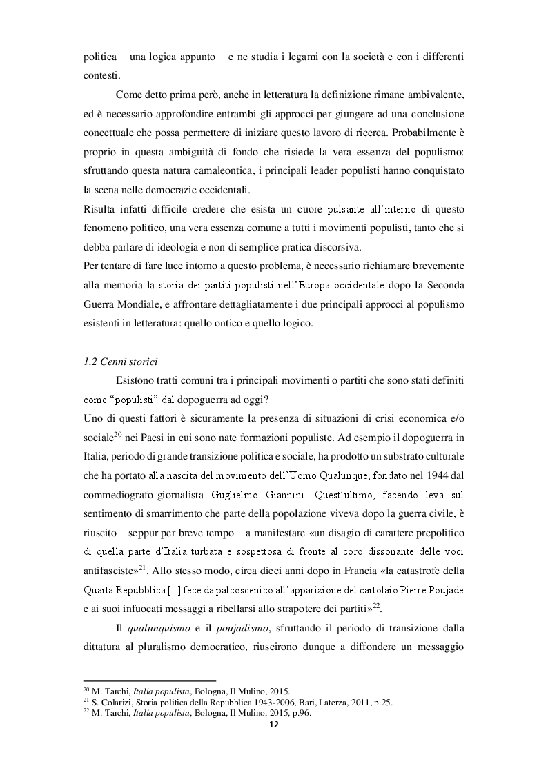 Anteprima della tesi: La narrazione populista su Twitter. Analisi della comunicazione dei leader italiani durante la campagna per le politiche 2018, Pagina 9