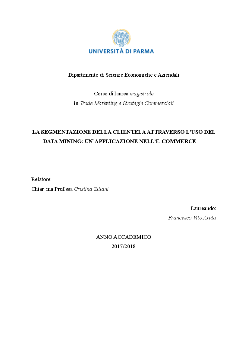 Anteprima della tesi: La segmentazione della clientela attraverso l'uso del data mining: un'applicazione nell'e-commerce, Pagina 1