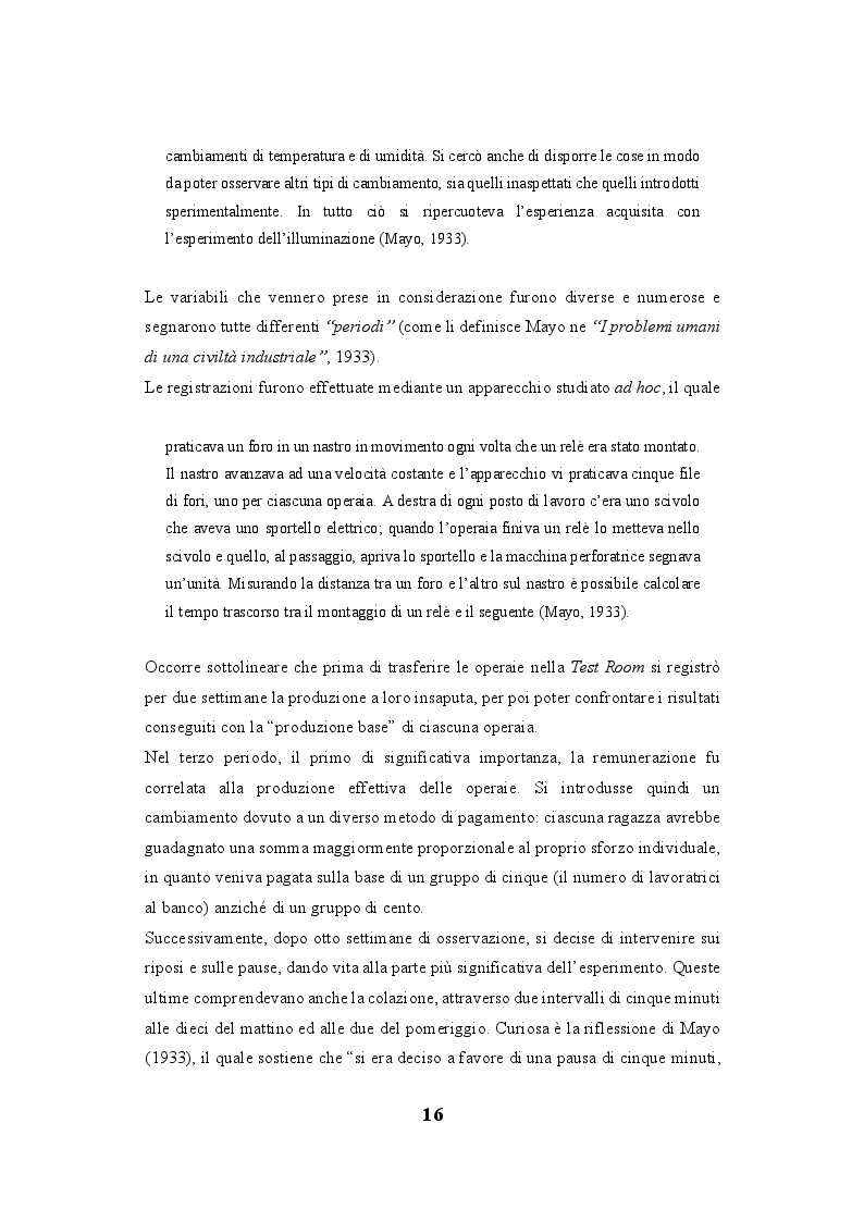 Anteprima della tesi: Lo human relations approach come struttura portante della "fabbrica a misura d’uomo": esiste una correlazione tra la Teoria delle relazioni umane di Elton Mayo e il welfare aziendale?, Pagina 7